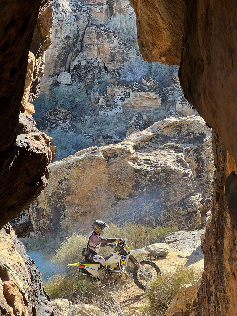 Rental dirt bike on Southern Utah red rock trail near Zion National Park