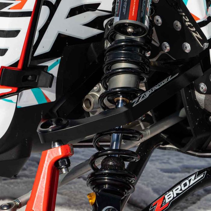 Zbroz billet A-arm kit installed on Ski-Doo Gen 5 sled — black